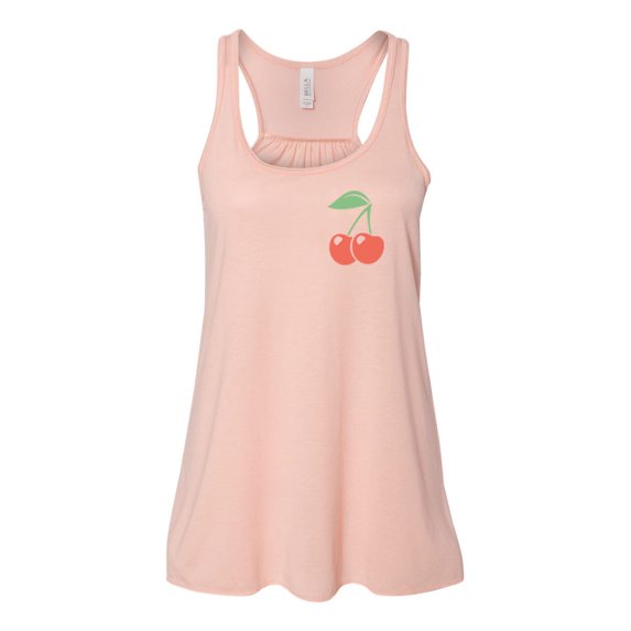 "Cherry Tank Top, Cherry Pocket, Racerback, Soft Bella Canvas, Sublimation, Cherry Racerback, Workout Top, Muscle Tank, Gym Clothes, Cherries, Peach, LARGE"
