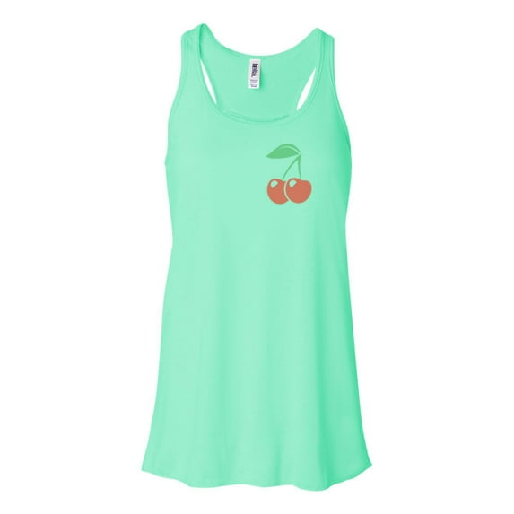 "Cherry Tank Top, Cherry Pocket, Racerback, Soft Bella Canvas, Sublimation, Cherry Racerback, Workout Top, Muscle Tank, Gym Clothes, Cherries, Mint , LARGE"