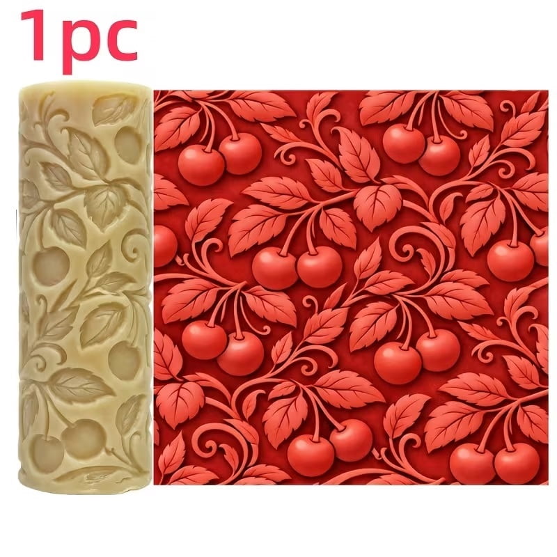 Cherry Textured Embossed Polymer Clay Roller  a must-have texturing tool for ceramic sculptures, perfect for Easter and Valentine's Day
