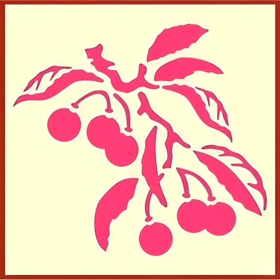 Cherry Tile 1 Stencil - Fruit Pattern Tile Stencil DIY for Painting Kitchen Backsplash Laser Cut Reusable Mylar Template Home Decor Crafts - The Artful Stencil
