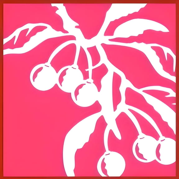 Cherry Tile 2 Stencil - Fruit Pattern Tile Stencil DIY for Painting Kitchen Backsplash Laser Cut Reusable Mylar Template Home Decor Crafts - The Artful Stencil