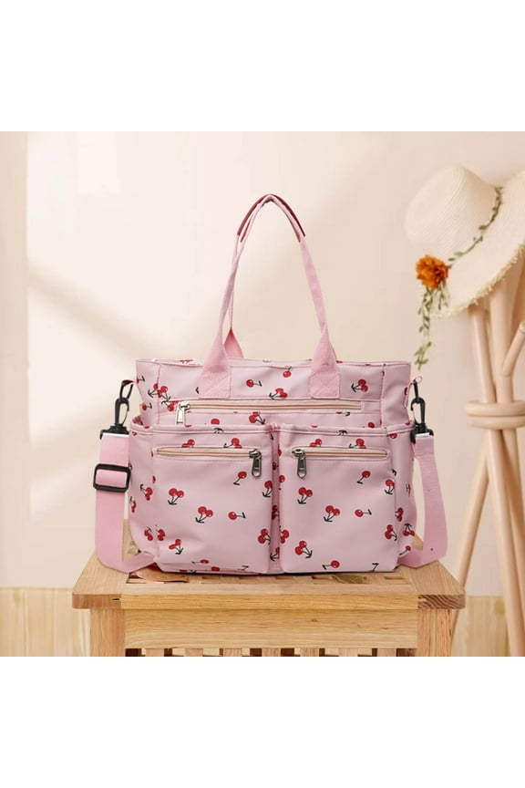 Cherry Tote Bag for Women,Tote Bag with Pockets for Women,Large Capacity Crossbody Bag,Cute Shoulder Bag,Handbag Shoulder Bag,Multi-Pocket Satchel Handbag for Work Travel