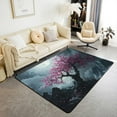 thumbnail image 1 of Cherry Tree Area Rug,Japanese Aesthetic Cherry Blossoms No Shedding Area Rugs For Bedroom,Exotic Moon Night Area Rug,Retro Nature Landscape Non Slip Washable Decor Carpet 1x2ft, 1 of 6