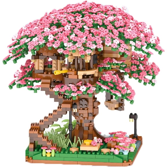 Cherry Tree Building Blocks, 2008Pieces Mini Size Tree Flowers Building Kit, Creative DIY Project Botanical Collection Building Bricks Construction Set for Adults