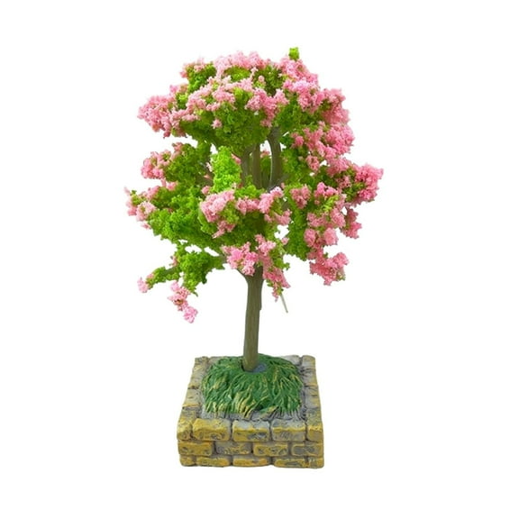 A Cherry Blossom Tree Mini Artificial Tree Plant Model Dollhouse Artificial Trees Set Lightweight Miniature Model Trees for Making Craft Projects and Scenery
