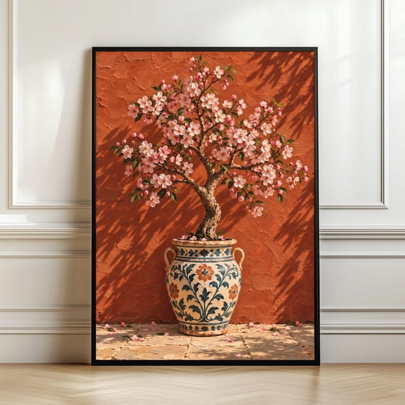 Cherry Tree Poster, Mediterranean Blossom, Terracotta Botanical ...
