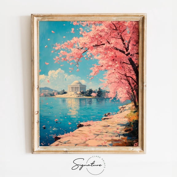 Cherry Trees in Bloom, Vintage Spring Landscape Art, Rustic Cottagecore Decor, Charming Floral Scene, 3963 Unframed Paper Print