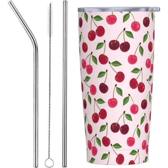 Cherry Tumbler 20 OZ with Lid and Straw, Insulated Cup Mug Tumbler, Cherry Gifts for Men Women