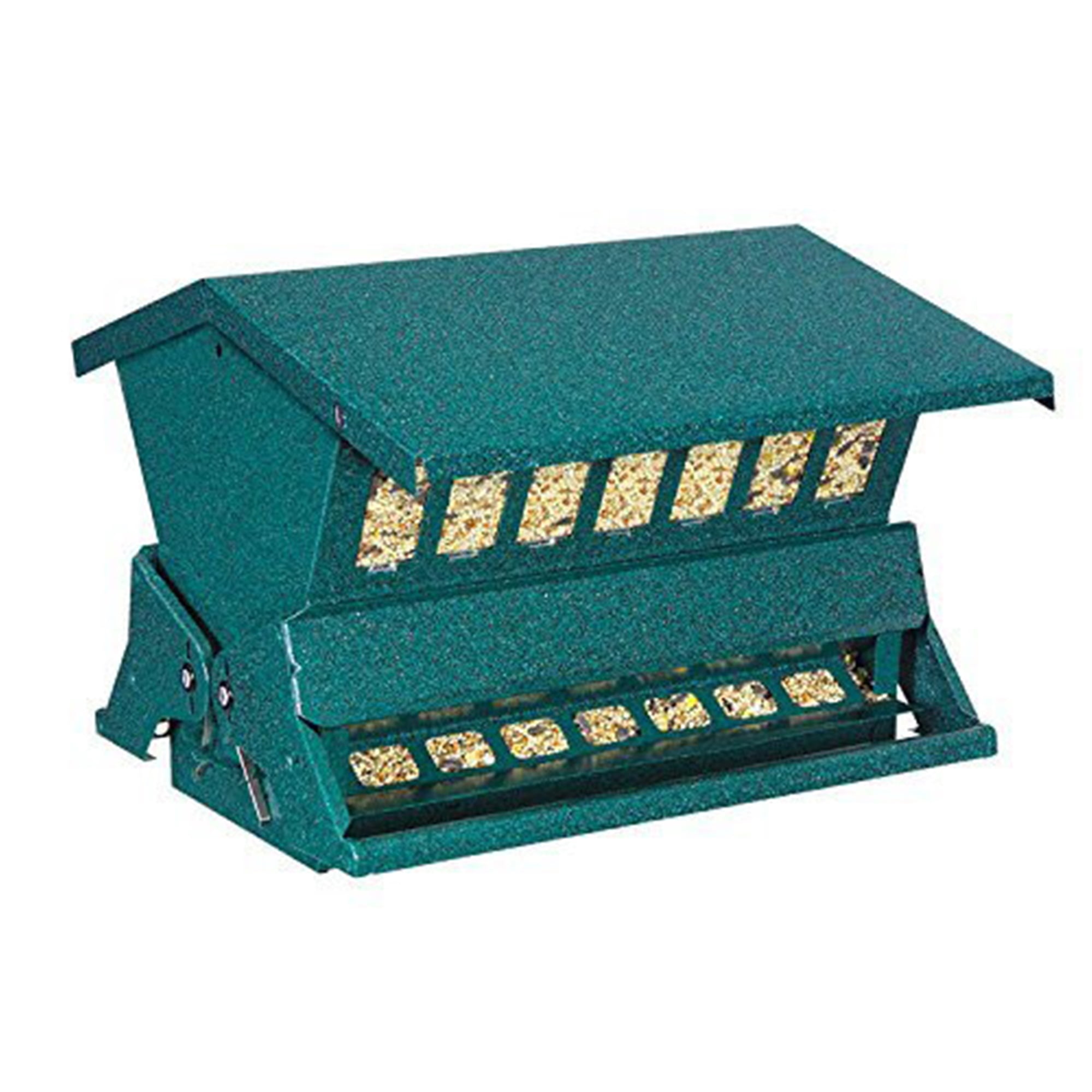 Green Metal Squirrel Proof Double-Sided Bird Feeder