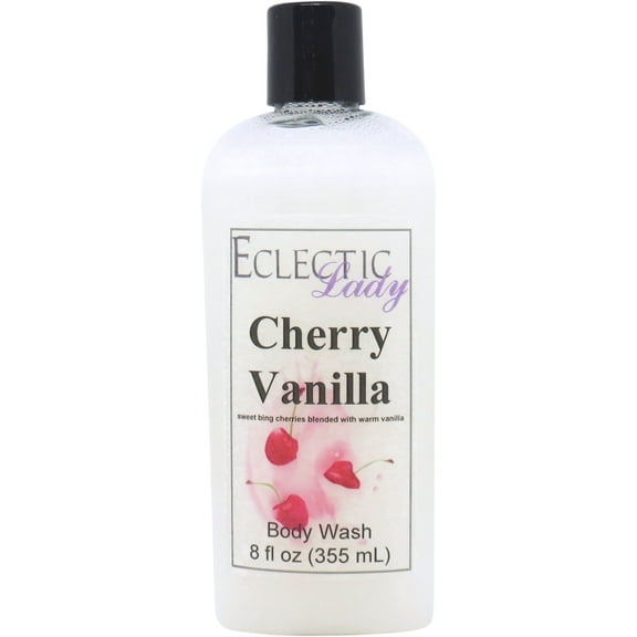 Cherry Vanilla Body Wash by Eclectic Lady, Liquid Shower Gel for Women and Men, 8 Ounces