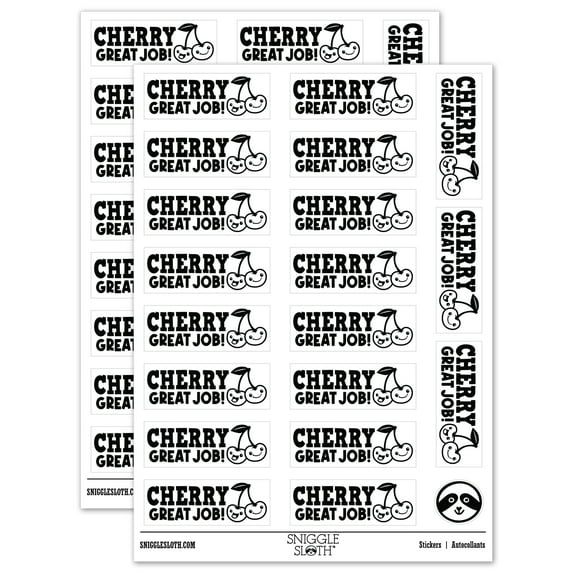 Cherry Very Great Job Cherries Teacher Student School Sticker Set - White - Gloss Finish - 2.00" Large