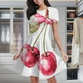 thumbnail image 1 of Cherry Watercolour Pink Bow Women's Classic Swing Skater Dress Casual Work Party Cocktail Dresses, 1 of 6