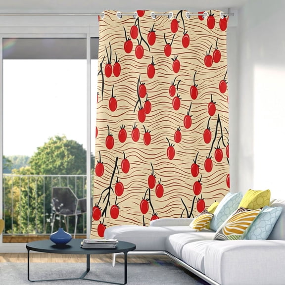 Cherry Wave Pattern Blackout Curtains 84"x42" Thermal Insulated Curtain 1 Panel