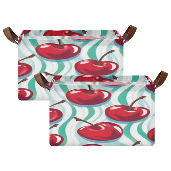 Cherry Waves 16.9x11.4x10in Foldable Open Home Storage Bins Durable Water Resistant Shelf Baskets