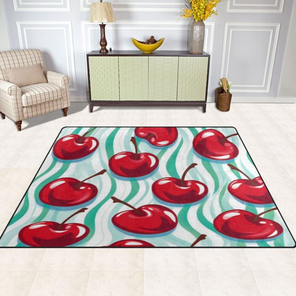 Cherry Waves 80''x58'' Extra Large Plush Memory Foam Rug, Soft, Absorbent, Non Slip