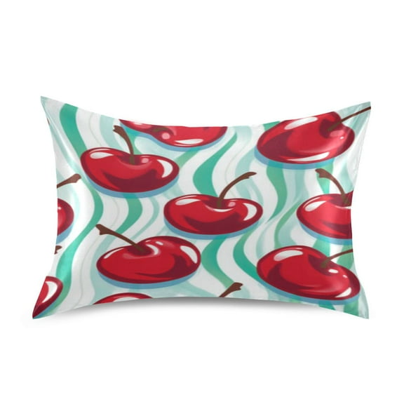 Cherry Waves Queen Size Satin Pillowcase 20''x30'' Double-Sided Print Soft Wrinkle Resistant