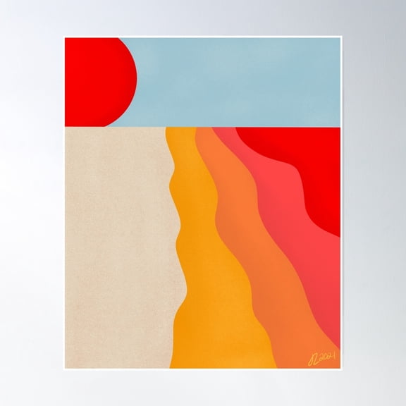 Cherry Waves Vintage Arttrendy Retro Poster , Poster Print Only
