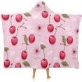 thumbnail image 1 of Cherry Wearable Hooded Blanket Soft Throw Plush Blankets Warm Hoodie Robe Cloak Wrap Shawl Cape, 1 of 6