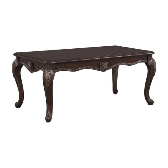 Cherry Wood Coffee Table with Storage Shelf and Sturdy Construction 1-Piece