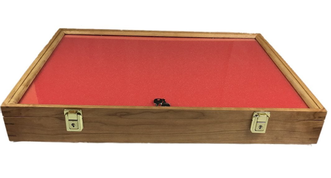 Cherry Wood Display Case 18 x 24 x 3 for Arrowheads Knifes Collectibles ...