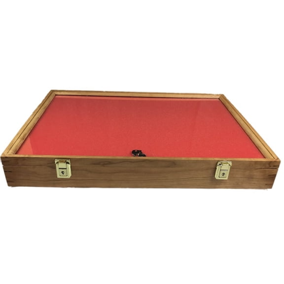 Cherry Wood Display Case 18 x 24 x 3 for Arrowheads Knifes Collectibles & More