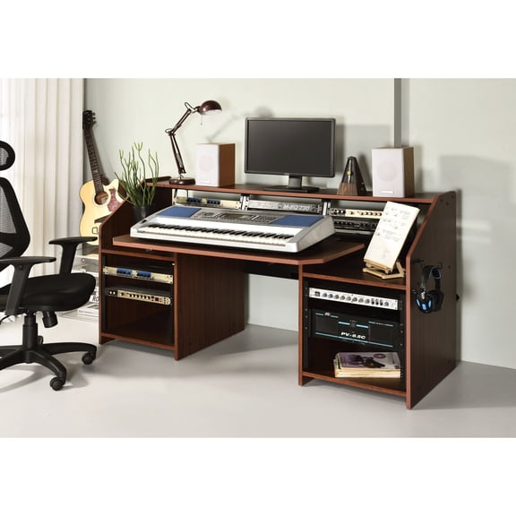 Cherry Work Desk For Practices - Warm Color, 18mm Surface, Cord Management, Extra Shelf, 2 Compartments Rectangular Music In Robust And Tabletop Available Black Efficient Management Preformed Screw
