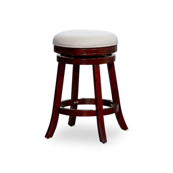 Cherry and Beige Fabric Swivel Stool / Match Various Decor Styles
