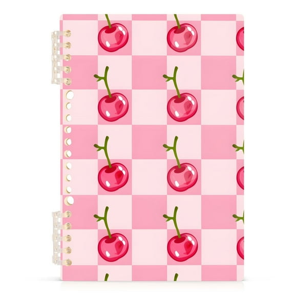 Cherry and Grid Spiral Journal Notebook College Ruled Notebook 8.3" x 5.7" A5 Lined Thick Paper Page