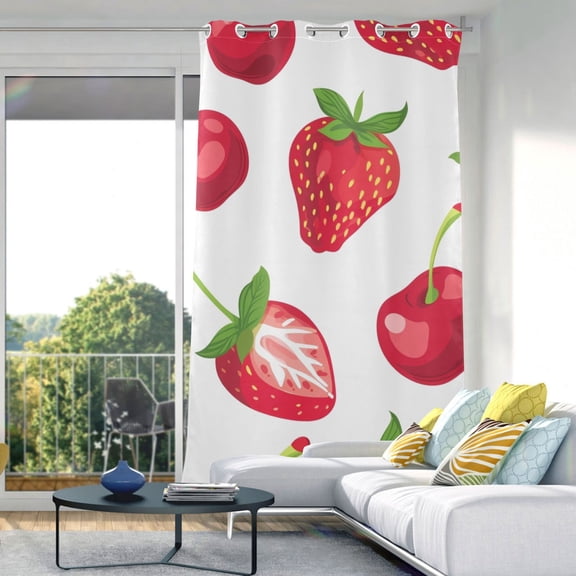 Cherry and Strawberry Blackout Curtain Panels Drapes Privacy Assured with Light Filtering Curtains for Living room Bedroom Bathroom Window