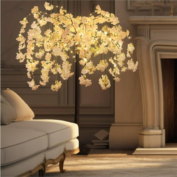 Cherry blossom tree, equipped with 228 LED lights, interior decoration, artificial lighting tree, wedding party, Christmas and Halloween atmosphere decoration, fake flowers
