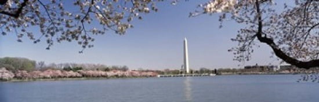 Cherry blossom with monument in the background Washington Monument Tidal Basin Washington DC USA Canvas Art - Panoramic Images (18 x 6)