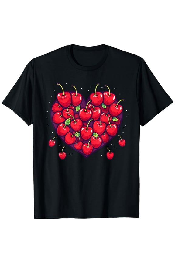 Cherry cherries heart cherry hearts fruit T-Shirt