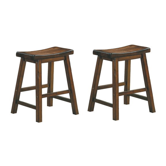 Cherry - finished 18 - inch solid wood saddle seat stools 2 - pc set, 250 - lbs capacity for dining