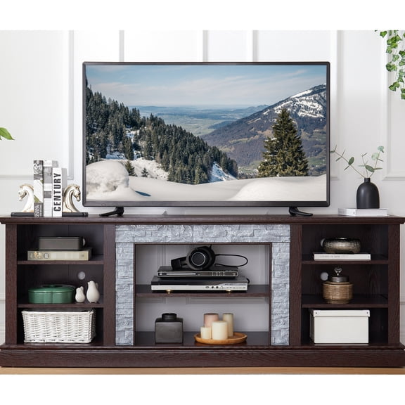 Cherry-finished TV Stand - Holds up to 75'' TVs - Family Room Decor - Blends Well with Decor