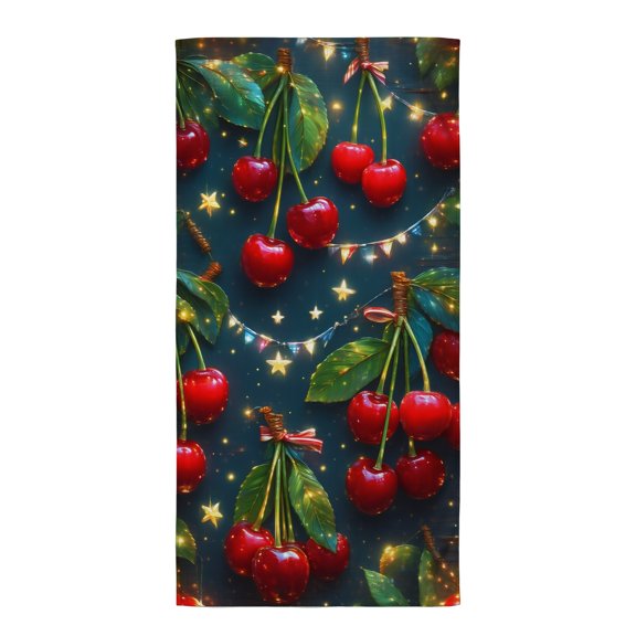 Cherry towels A bunch of cherries hanging from a string of lights toallas para piscina xtra large beach towel microfiber quick dry beach towel