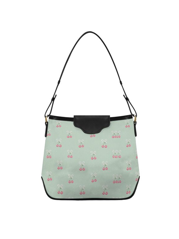 Cherry with Bows Women's Tote Bag Convertible Handbags Hobo Shoulder Bag with Zipper Magnetic Snap