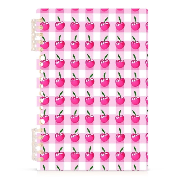 Cherry with Gingham Notebooks 1-subject Journal 60 Sheets A5 College Ruled Paper Detachable Ring 8.3"x5.7"