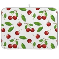 Cherry with Leaves Dish Drying Mat Microfiber Kitchen Pad Large Counter Absorbent Dish Mats Drainer Rack 16"x18"