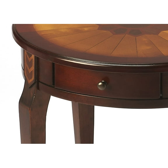 Cherry with Maple Inlay Round Accent Table