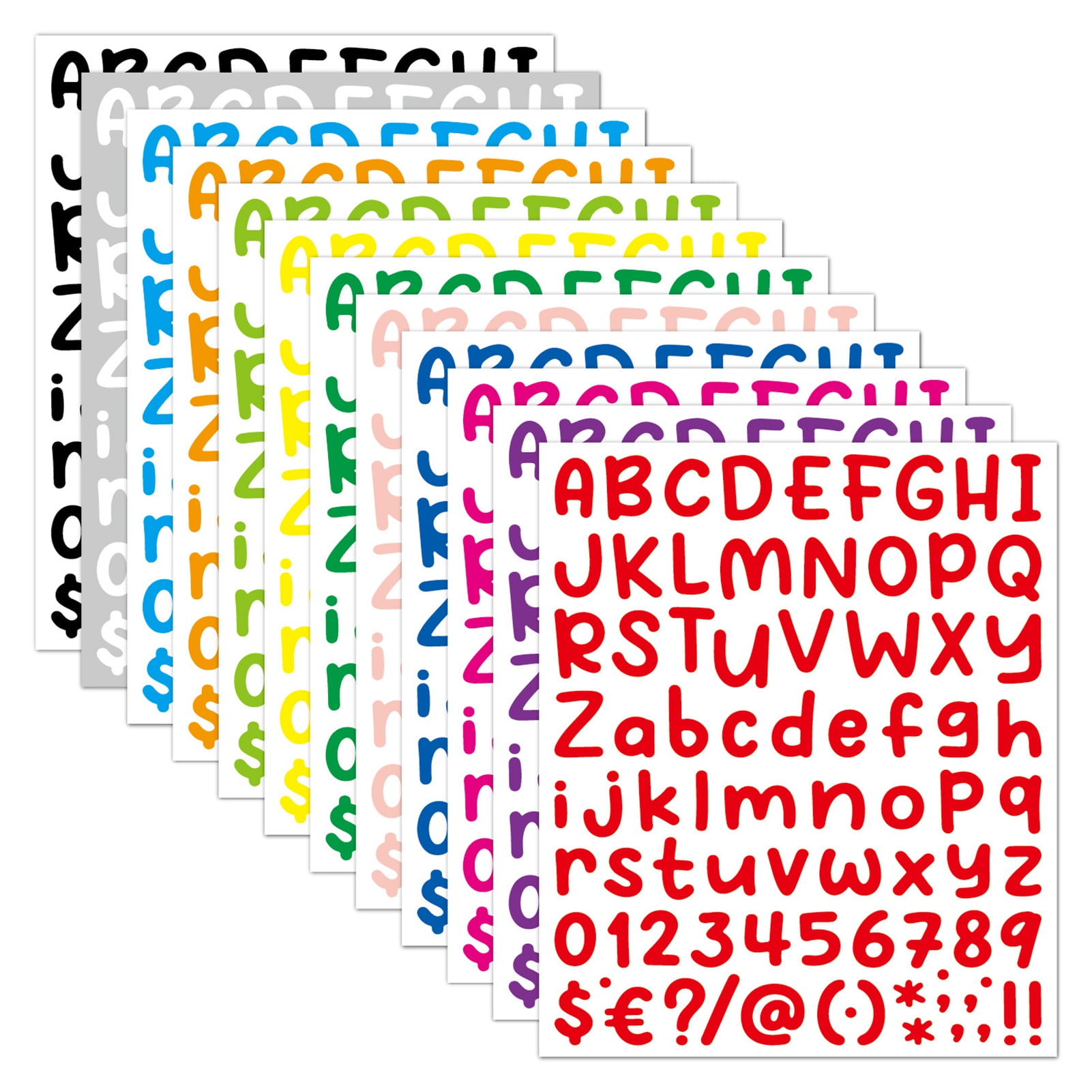 CherryHome Colorful Letter Stickers Vibrant Alphabet Stickers 12 Sheets ...