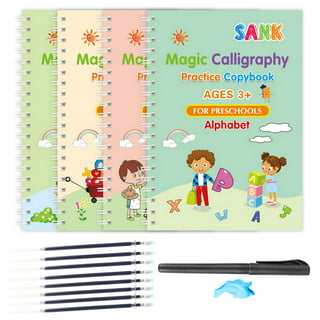 4Pcs Magic Practice Copybook for Kids, Handwriting Practice Book 4 Pack  with Pen Refill English Cursive Calligraphy Reusable Age 3-8
