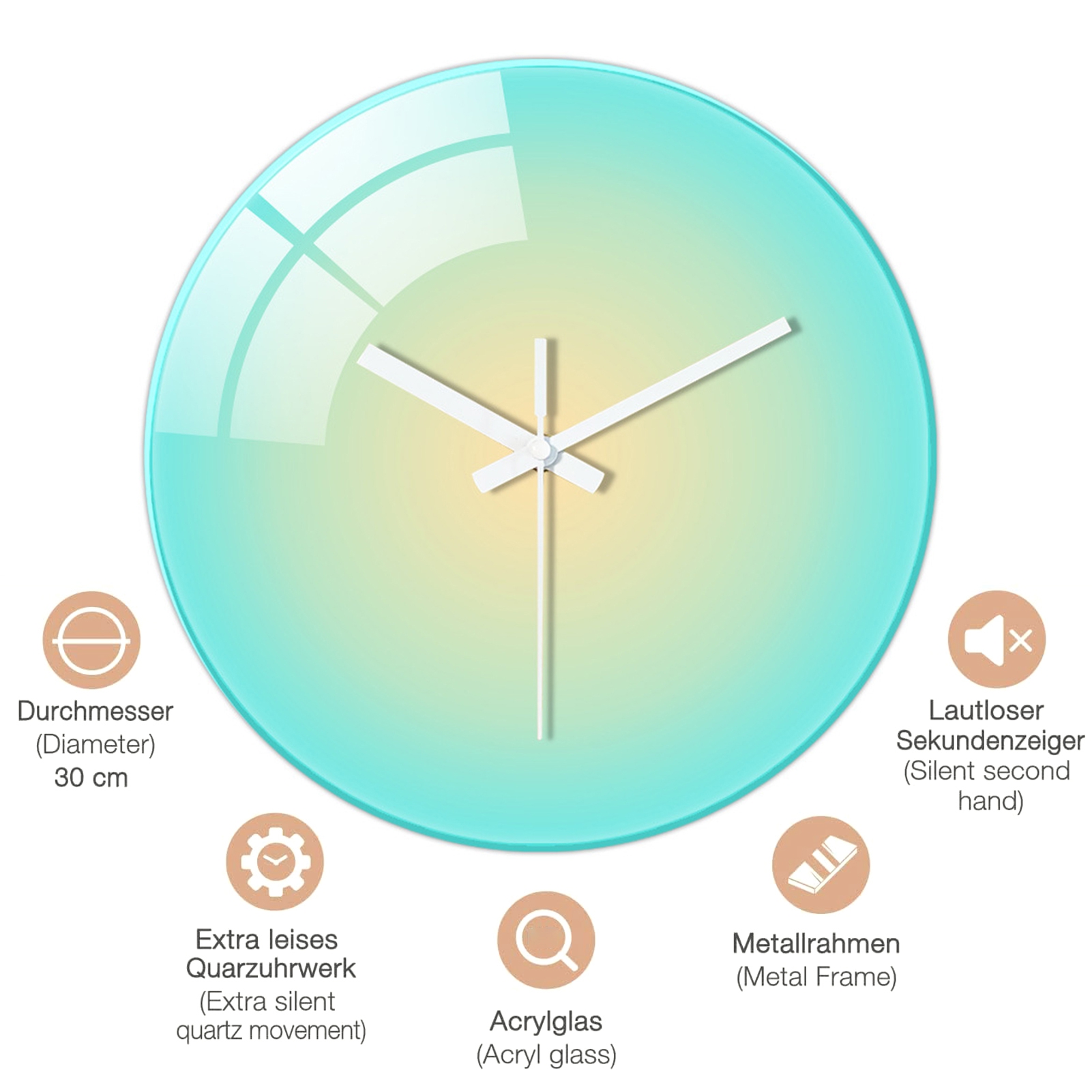 CherryHome Silent Ticking Wall Clock Wall Clock Silent Modern Battery