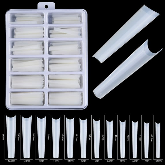 Cherryhome 240PCS False Nails Tips, Half Cover Lady French Style Acrylic Artificial Tip Manicure with Box of 10 Sizes for Nail Tips Art Salons and Home DIY