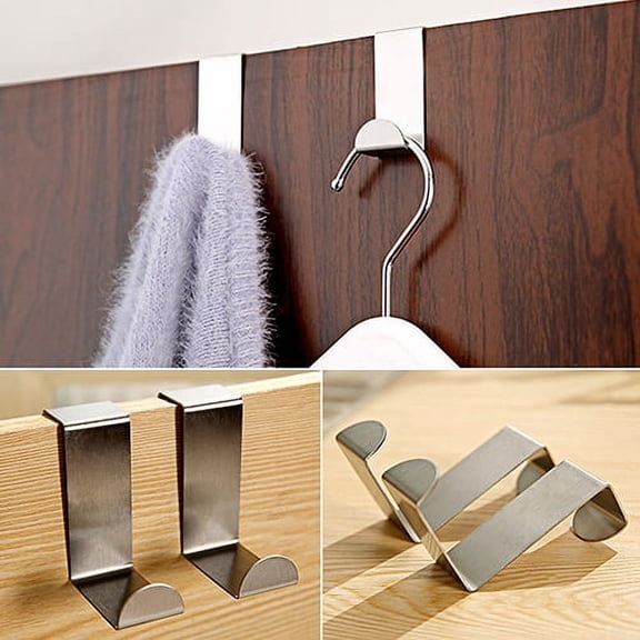 Cherryhome 2Pcs Multi-Use Potty and Utility Hook,Hooks for Hanging Over Toilet Tank Or Door,High Durability Space-Saving Metal Storage Hook,Punch Free Towel Clothes Storage Hooks