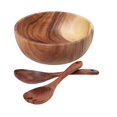 thumbnail image 1 of Cherryhome 3Pcs/Set Natural Acacia Wooden Large Salad Serving Bowl with Tongs Set, Spoons Included, Premium Handcrafted Wood Bowl and Utensils Set, Great Holiday Gift, 1 of 11