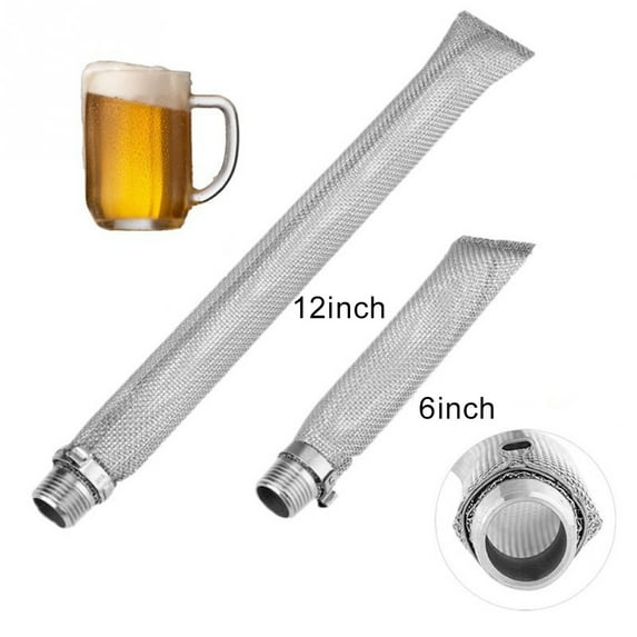 Cherryhome 6/12inch Stainless Steel Beer Filter Tube Screen Home Bar Brewing Mesh Strainer
