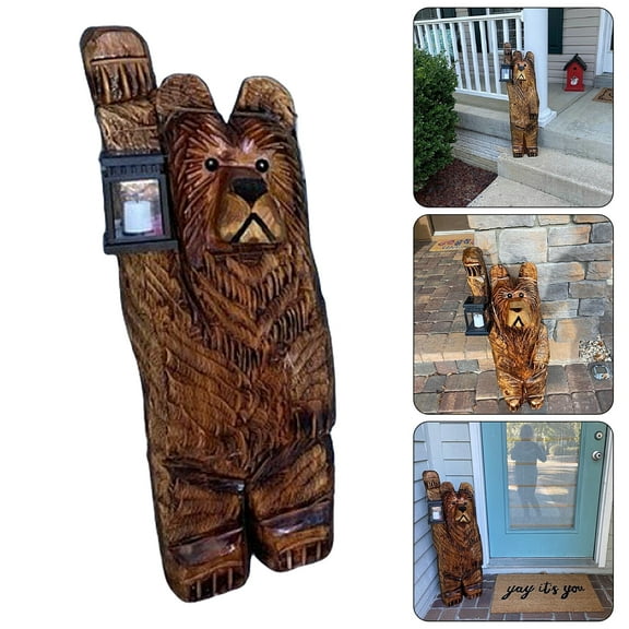 Cherryhome 8 Tall Outdoor Bear with Lantern with Solar LED Light Garden Statues for Garden Patio Home Yard D鑼卌or Housewarming Gift