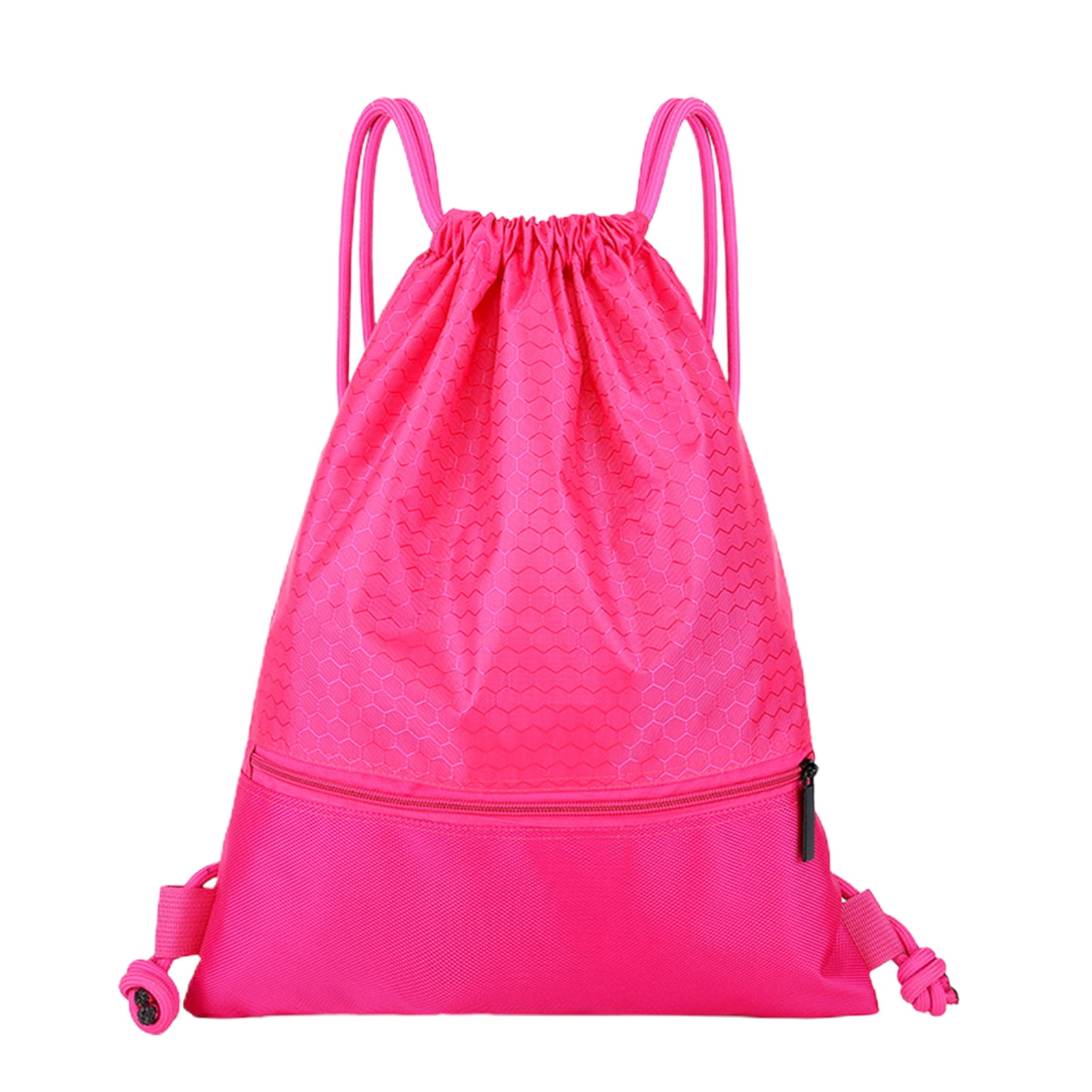 Drawstring Backpack Bag, Waterproof Draw String Back Sack With Zip Pocket,  Gym Drawstring Bags Swim Bag For Men Women-black