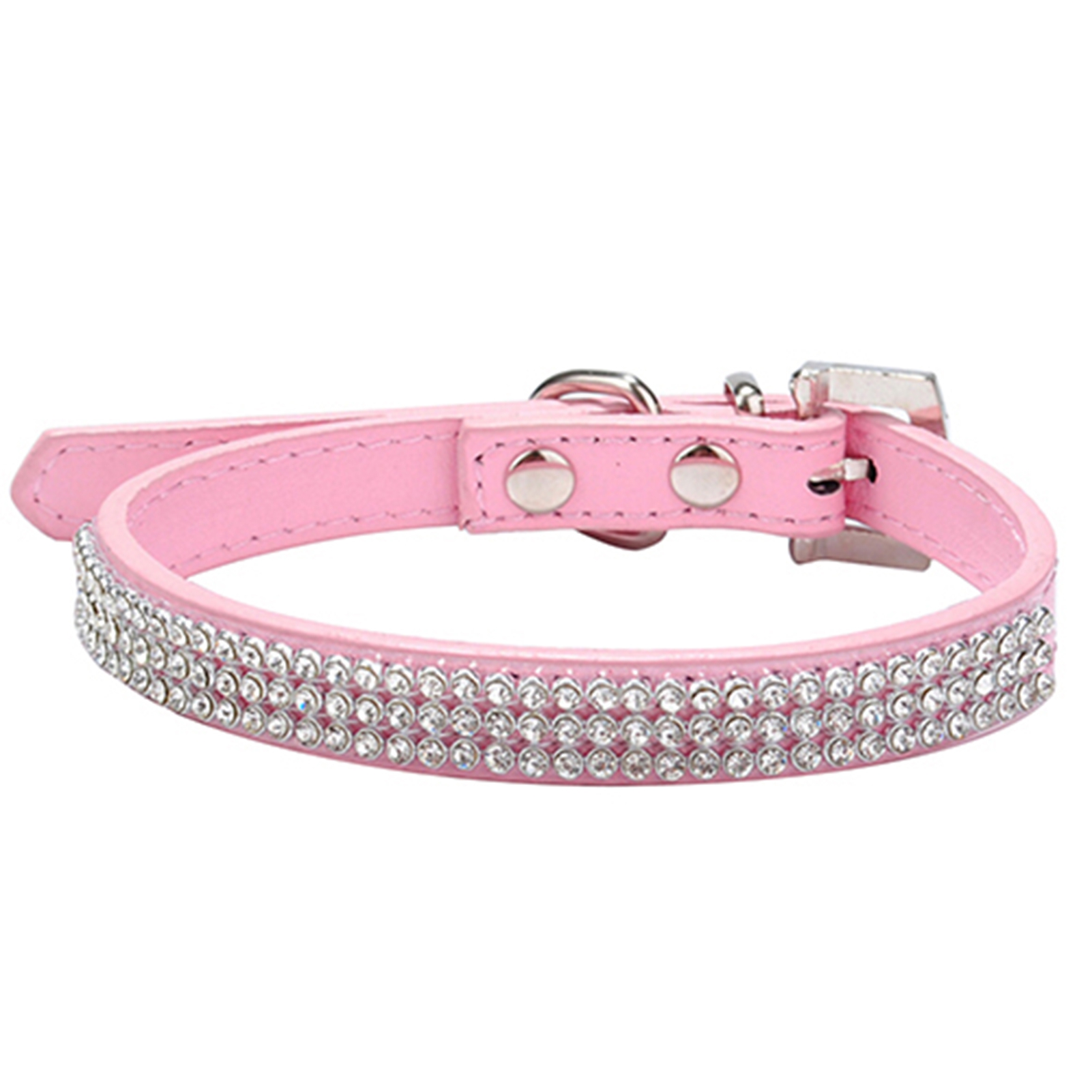 Cherryhome Dog Collar,Diamond Ribbon Collar Golden Buckle Premium Leather with Bling Rhinestones