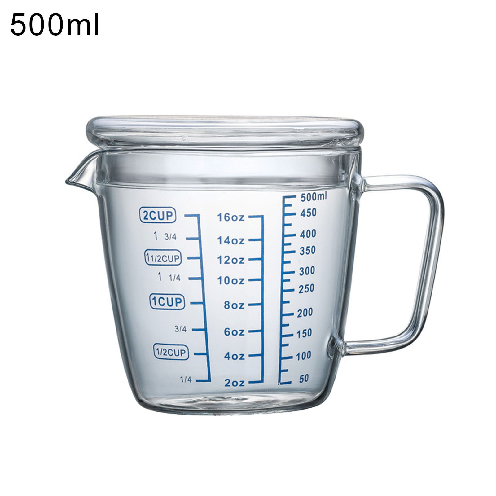 Cherryhome Glass Measuring Cup with Lid, Graduated Beaker Mug with